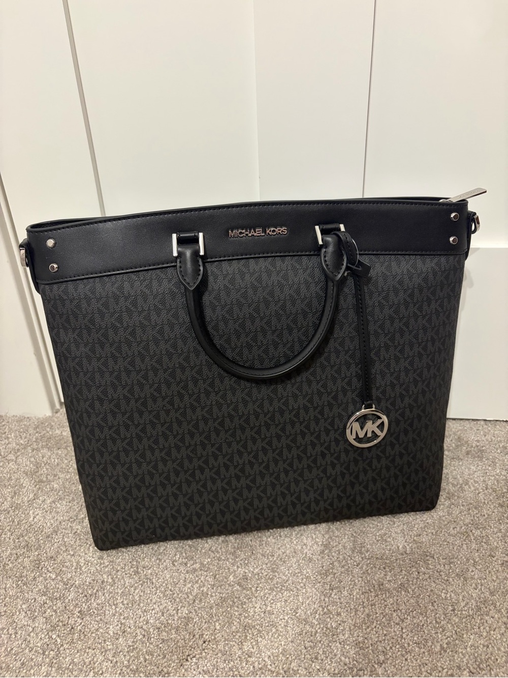 Michael Kors Black and Dark Gray Signature Tote